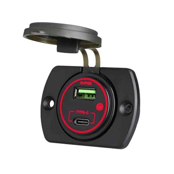 66W Biloplader USB Telefon Oplader Strømadapter med LED 12/24V Universal Red - With switchh 0.06