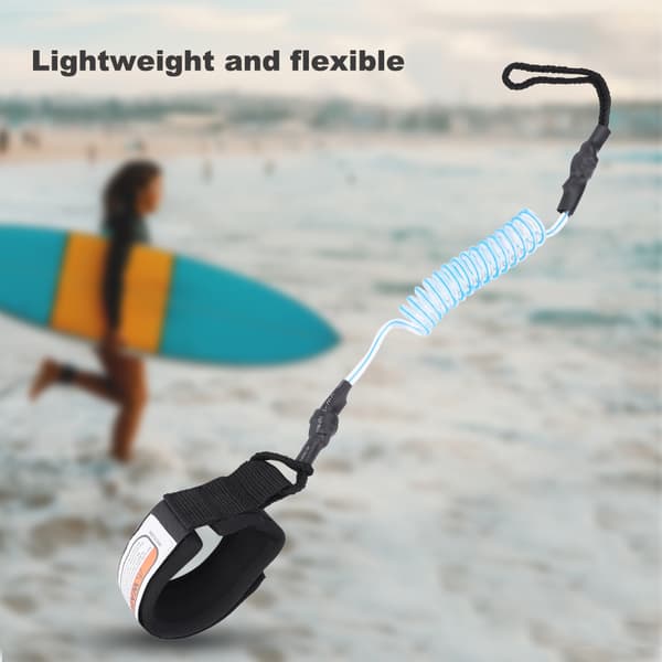 Stand Up Paddle Board Surfing Leash 5mm Coiled Spring Leg Rope Blue