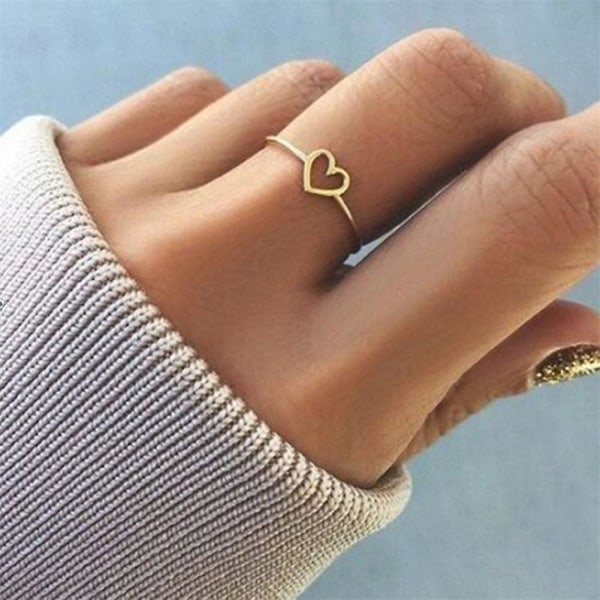 Dammode Bästa vän Hollow Heart Finger Ring Party Smycken Accessoar Present Silver Us9