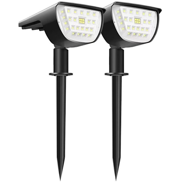 Cool vita 2-pack solcellslampor, landskapsbelysning, 2 i 1 vägglampa och stolplampa IP65 vattentät LED sladdlös dimbar för utomhusträdgård