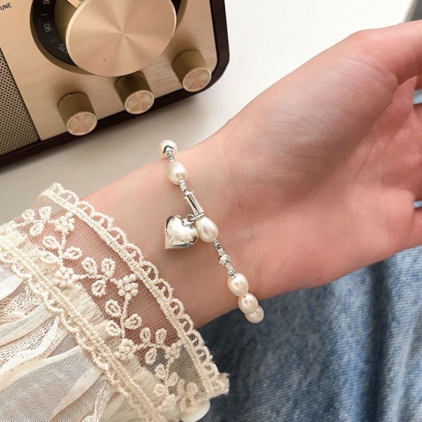 Armband 925 Silversmycken Heart Stud Modesmycken Ac8049