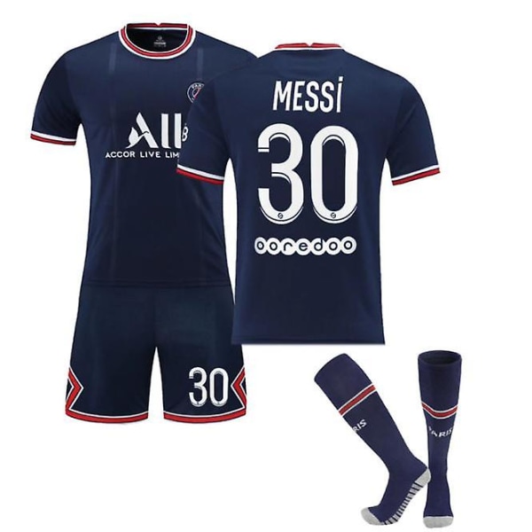Soccer Kit Soccer Jersey Training T-paita Messi Blue kids 16(90-100cm)