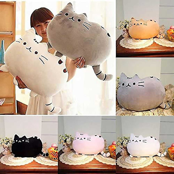 Sittdyna i 100 % bomull, plysch, Kawaii Cartoon, Smiley , katt, plysch, 16 Black