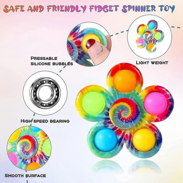 Pop Fidget Spinner Leksaker 4-pack, Partyfavor Pop Fidget Leksak Bulkpack, Pop Bubble Sensoriska Leksaker Set För Barn, Enkla Pop Fidget Spinners Adhd Stressavlastning