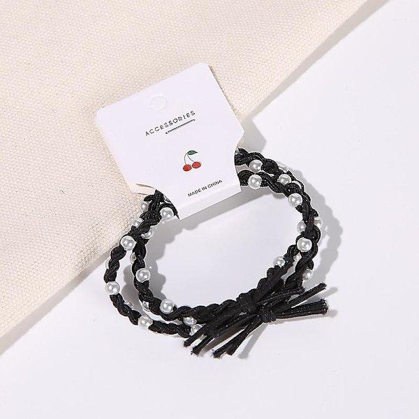 2 stk perlehårtau 6 farger håndvevde perler med høy elastisitetsarmbånd hestehaleholder hår Gray