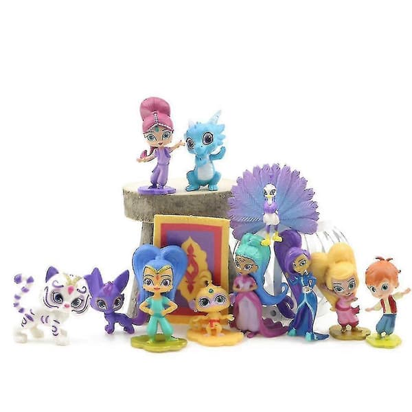 12 stk. Shimmer and Shine figurlegetøj til børnefødselsdag