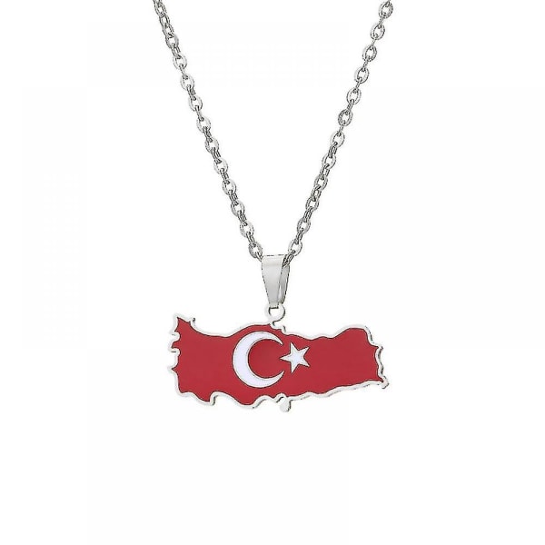 Damhalsband, Turkiet Karthänge Halsband i rostfritt stål Tillbehör Karta Geometriskt hänge Etnisk stil Smycken Stålfärg