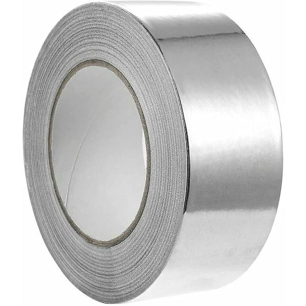 Aluminiumsfolietape, vandtæt, brand-, vand- og varmebestandigt klæbemiddel til reparation, isolering og forsegling 48 mm x 50 m (rulle X 1, sølv)
