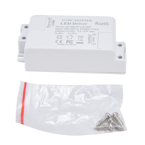LED Drivtransformator AC100 240V 0.35A DC12V 1A 12W för G4 MR11 MR16