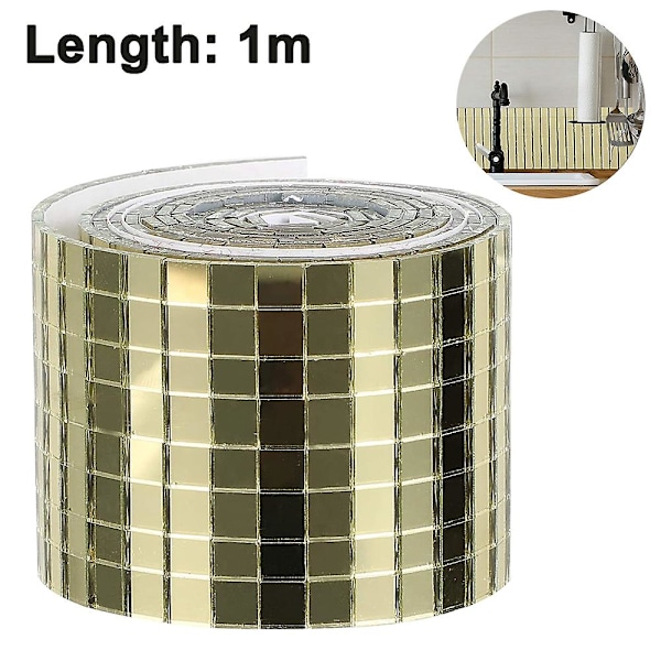 1464 kpl Itsekiinnittyvä mini neliönmuotoinen lasi koristeellinen askartelu tarvikkeet peilit mosaiikkilaatat 5 mm x 5 Gold