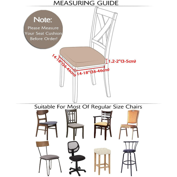 Jacquard sædebetræk til spisestuestole Elastisk stol Sædepude Slipbetræk Vaskbare aftagelige spisekøkkenstolebetræk (lysegrå, sæt med 6),