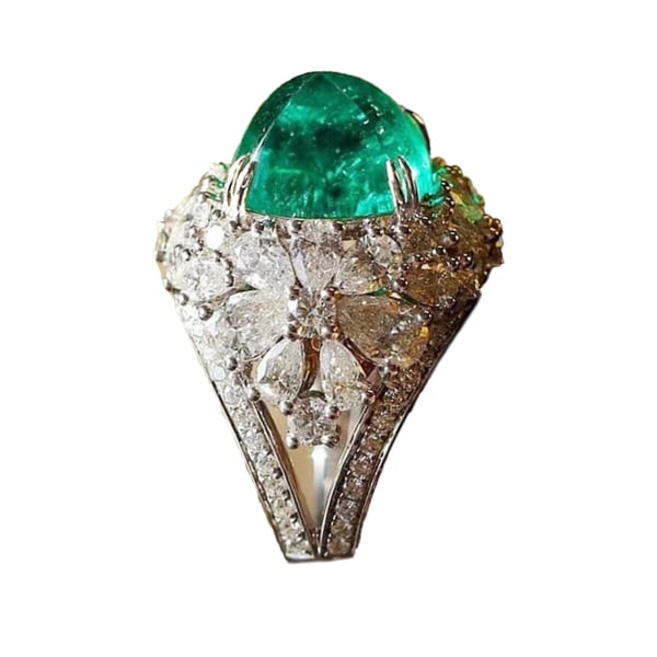 Retro Kvinder Ring Indlagt Grøn Firkantet Rhinestone Finger Ring Til Jubilæum US 9