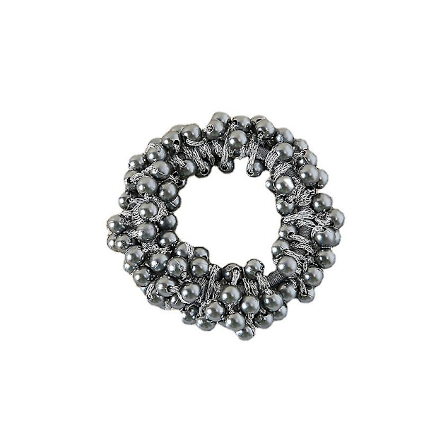 2st Full Pearl Stretch Hårband Tjock Solid Dekorativ Hästsvanshållare med hög elasticitet Huvudbonader OPP Bag gray
