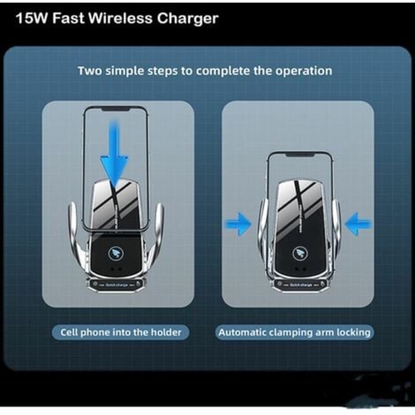 Trådlös billaddare, telefonhållare, automatisk klämning, luftventilsfäste kompatibel med iPhone 13 Pro, 12 Max Mini/11/XS/XR Sa