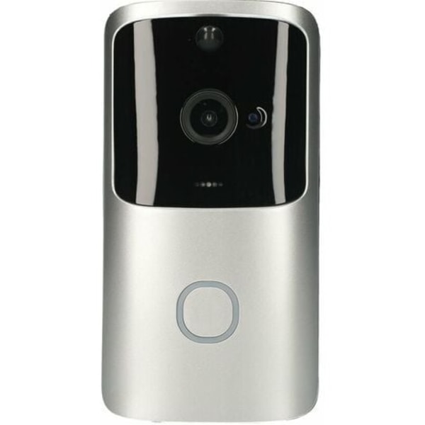 Trådlös Wi-Fi videodörrklocka 720P visuell realtidsintercom Videoklockadetektering 166° nattseende smart dörrklocka, grå
