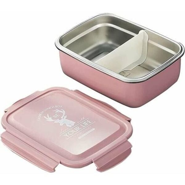 Fyrkantig läckagesäker, isolerad matlåda i rostfritt stål (rosa, 550 ml)