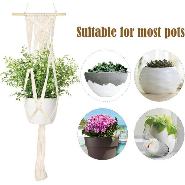 5-pack inomhusväxt makrame hängande blomkrukor + 5 krokar, handgjorda hängande växtställ, dekorativt blomkrukställ för Boho inomhus utomhusdekor (Variou