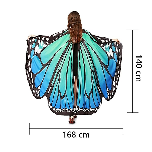 Naisten Halloween-juhlat Butterfly Wings Cape Blue green
