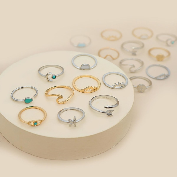 19st Vågöppning Justerbara Boho Ringar Boho Etnisk stil Turkos Fingerringar Smycken Tillbehör