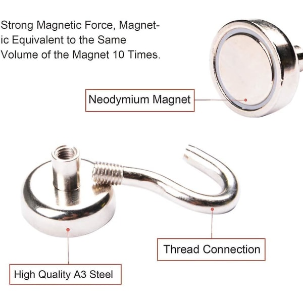 Piao Set med 25 magnetkrokar Neodymiummagneter Krok 10 kg attraktionskraft