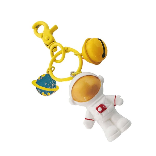 Søt Astronaut Dukke Nøkkelring Bell Nøkkelringer Hengende Nøkkelring Ornament For Bilveske (gul) Yellow