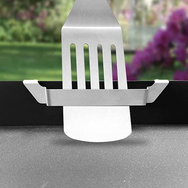 Grillredskapsstativ polert varmebestandig non-stick kokeutstyr i rustfritt stål grillpanne spade Grillverktøy fast krokstativ for utendørs