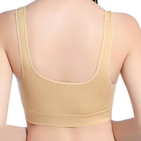 Kvinnor Träning Yoga Gym Sport Fitness Push Up BH Nude L