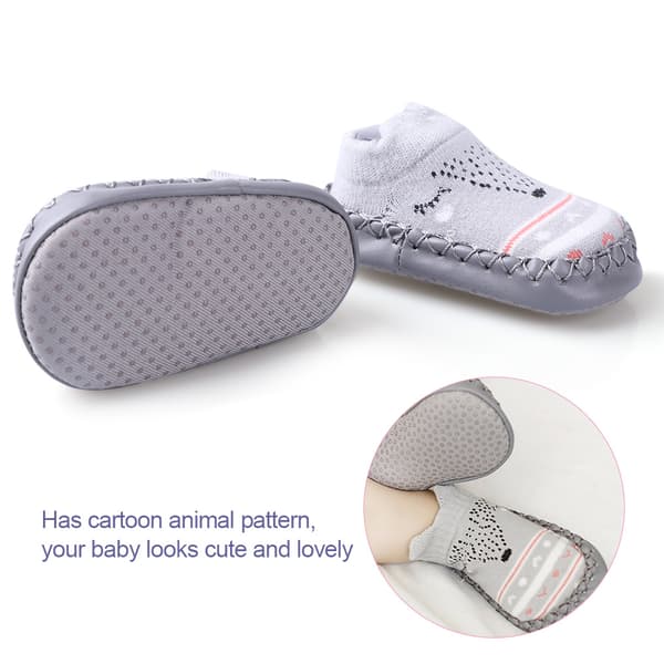 Mjuka halkfria babysockor i bomull 11cm Grå Nyfödd Gående Stående Ankelsockor