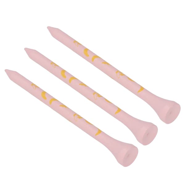 Golfpeg i bambuträ, 30 stycken, 8 cm, tryckt döskalledesign, rosa