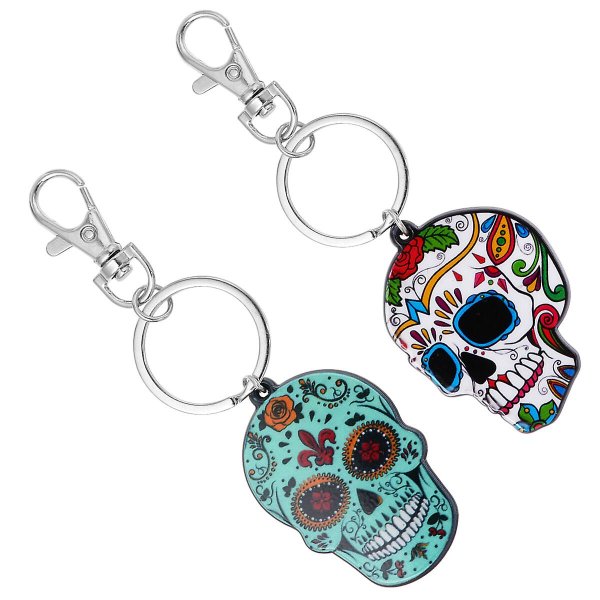 2 stk Fashion Skull Key Chain Creative Car Keychain Halloween Skull Nøglering