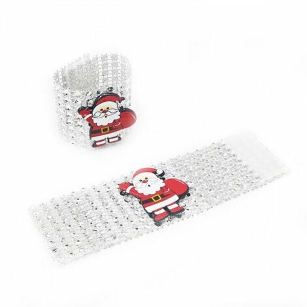 10-pack julservettringar, diamantservetthållare för julbordsdekoration (tomten)