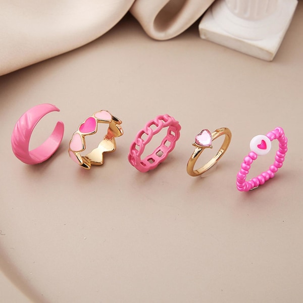 1 Set Knuckle Rings Heart Stackable Women Exquisite All Match Finger Rings For Party C
