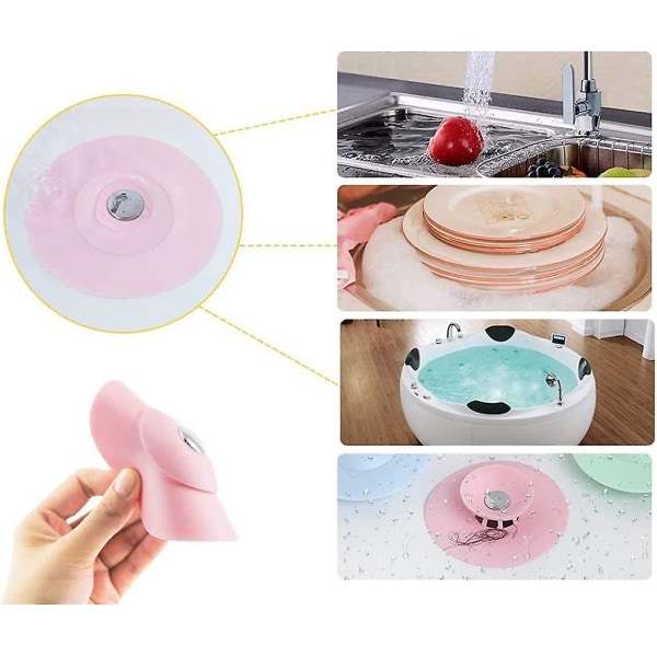Universal silikonavløpsplugg 5 stykker, Ufo trykk gulvavløp, Universal silikon vaskplugg, universal silikon badeplugg, multifunksjonell avløp Fi