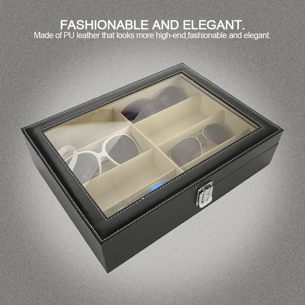 8 rum PU læder solbrille opbevarings display etui organizer boks