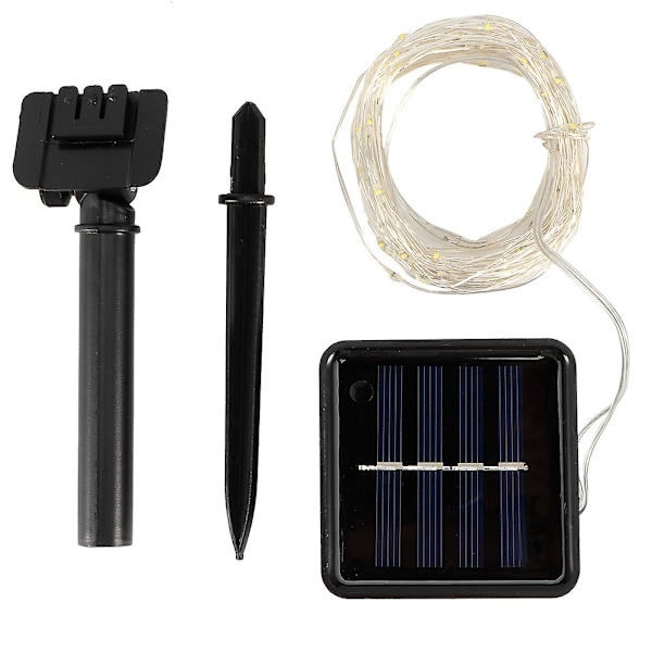 Party-slingor med 8 funktioner, 10 m 100 LED solcellsdrivna koppar-LED-slingor, byggda för precision vitt ljus