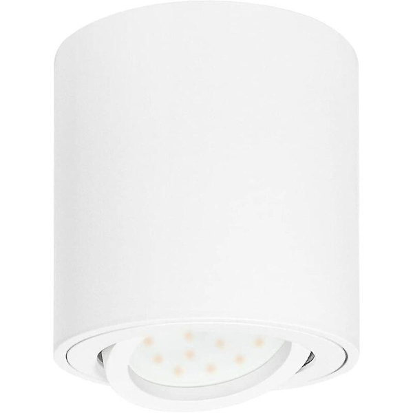 Ytmonterad Led Taklampa Justerbar Takspotlight 230v Inkluderar utbytbar 5w Gu10 Led 3000k Varmvit 80x84mm Rund Matt Vit Le