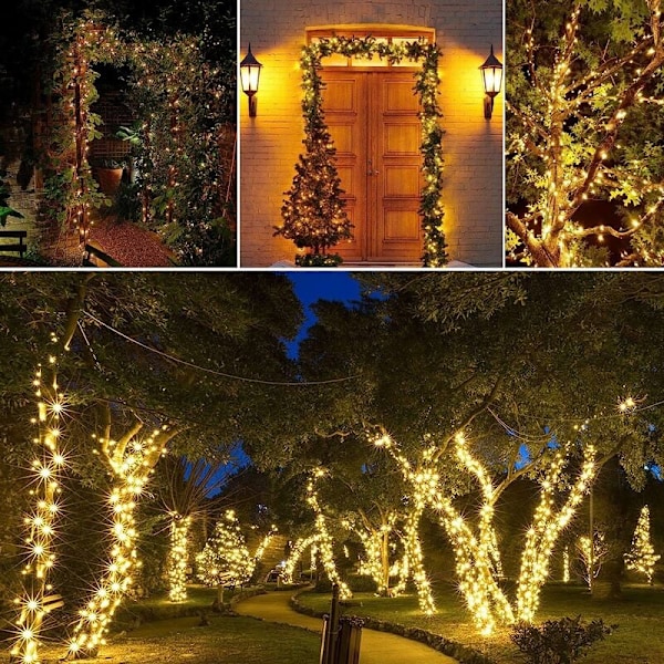 Utomhus LED Solar String Lights, Star String Lights (varmvitt, 22 meter, 200 lampor, 8 funktioner),