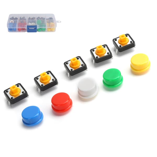 25 st 12x12x7,3 mm Taktil Tryckknapp Rund Kåpa Micro Switch DIY Elektronik