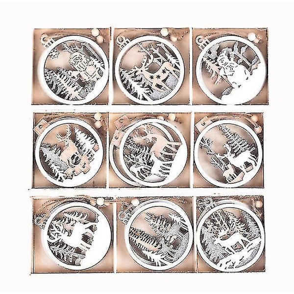 3-pack DIY trä juldekorationer A