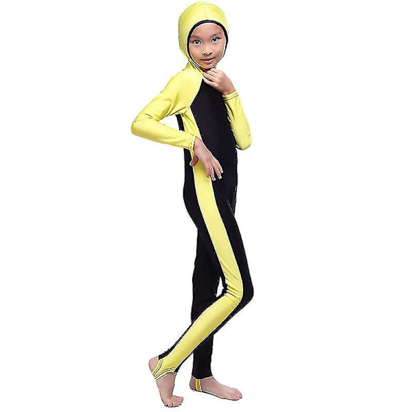 Badkläder för barn, flickor Burkini Cover Islamiska badkläder Gold 10-11 Years