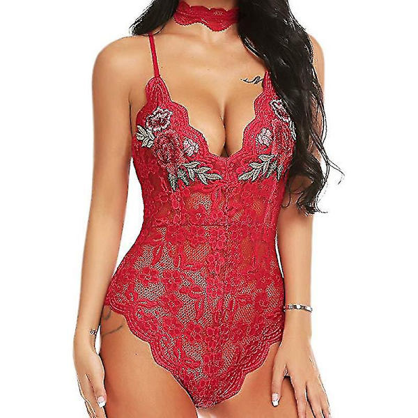 Naisten pitsinen body Sexy Lingerie Alusvaatteet Red 2XL