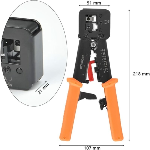 RJ45 Crimping Tool för RJ11/RJ12 nätverks- och telefonkablar - 3-i-1 Modular Telecom Crimp Tool Network Cable Plier