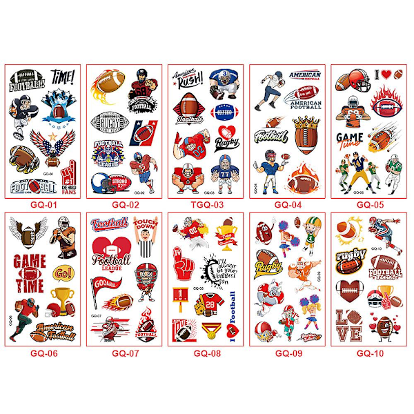 Sportsspil Midlertidige tatoveringsfodboldmærkater til fans Baseball 10 Piece