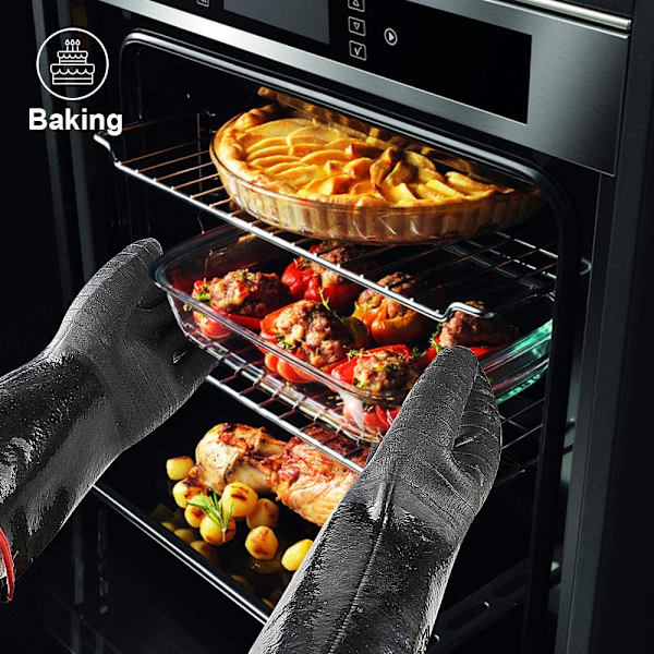 932°F Grillauskäsineet, Ylimääräiset vedenpitävät pitkähihaiset grillauskäsineet rasvakeittimeen, leivontaan, uuniin, tupakointiin, liekkiremontti