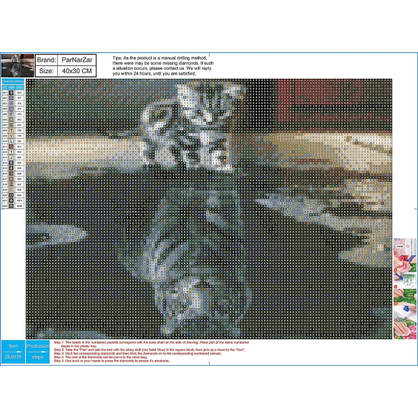 Fullt 5D diamantmalersett Crystal Rhinestones DIY - Little Cat Wants To Be A Big Tiger - 30x40CM,