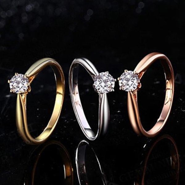 Ring Sexklor Elegant legering Cubic Zirconia Ring för fest Golden US 9