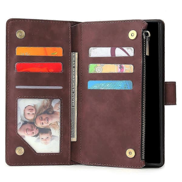 Etui til Samsung Galaxy Note 10 Plus Læder Magnetisk Pung Lynlåslomme Beskyttelse Håndrem Kompatibel med Samsung Galaxy Note 10 Plus Etui C1