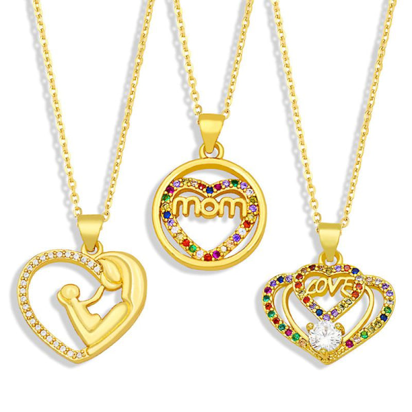 Halskjede gave til mamma Zircon Mama Heart Stud motesmykker Ac8309 A