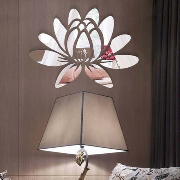 Lotus-seinätarra akryylipeilikukkien kuori ja kiinnitys seinätarrat seinätarrat seinämaalaukset makuuhuoneeseen kylpyhuoneeseen olohuoneeseen