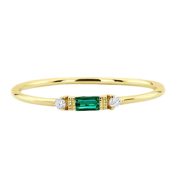 Kvinner Cubic Zirconia Innlagt Band Finger Ring Bryllup Engasjement Smykker Gift Green US 8